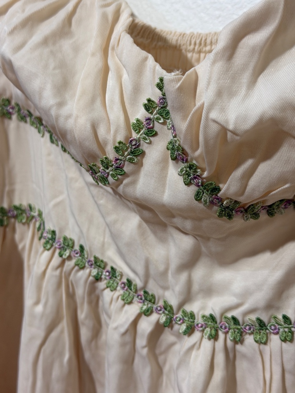 Women's Cream Embroidered Floral Dress